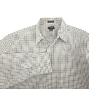 J.Crew Button Down Shirt Mens M White Blue Red Tattersall Check 80s 2-Ply Cotton